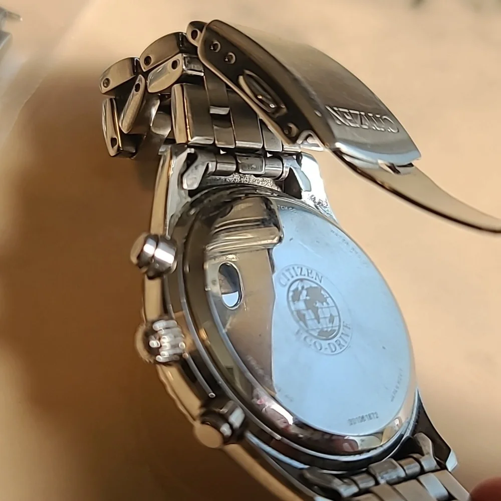 Citizen ECO-DRIVE Silver Chronograph Watch with PURPLE ACCENTS
